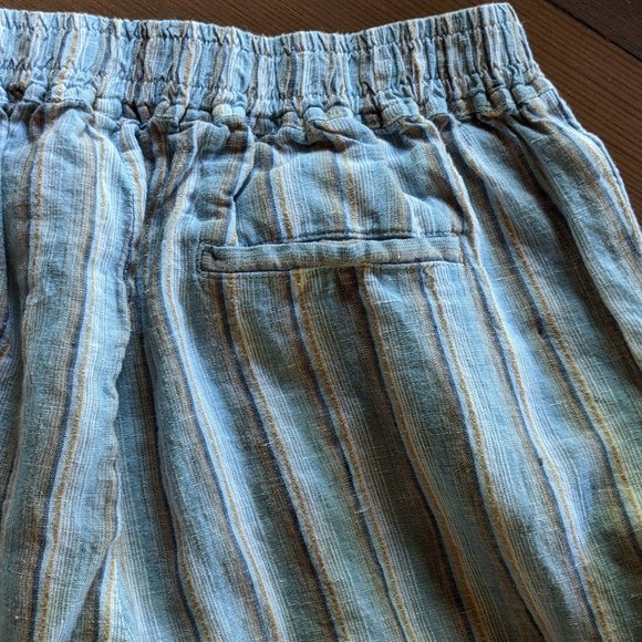 FAHERTY USA M Linen Pants 6 8 Fresh Blue Stripes Pockets and Pleats  ~NEW - Picture 10 of 12